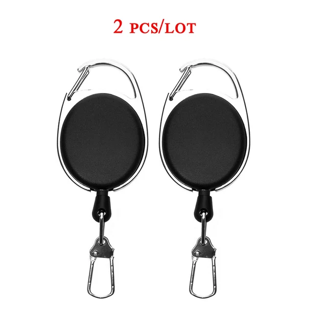 2/3/4pcs Retractable Key Chain Reel Badge Holder Fly Fishing Zinger Retractor with Quick Release Spring Clip Fishing Accessories 2PCS