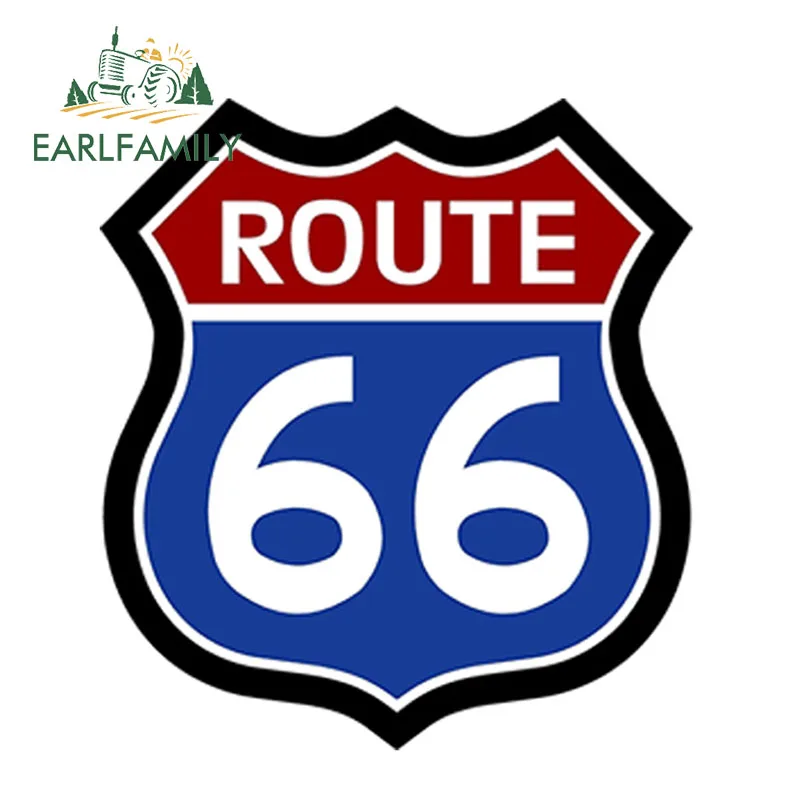 EARLFAMILY 13 см x 11,8 см Route 66 наклейка красный белый синий знак США шоссе машина, бампер, окно виниловые наклейки на автомобиль