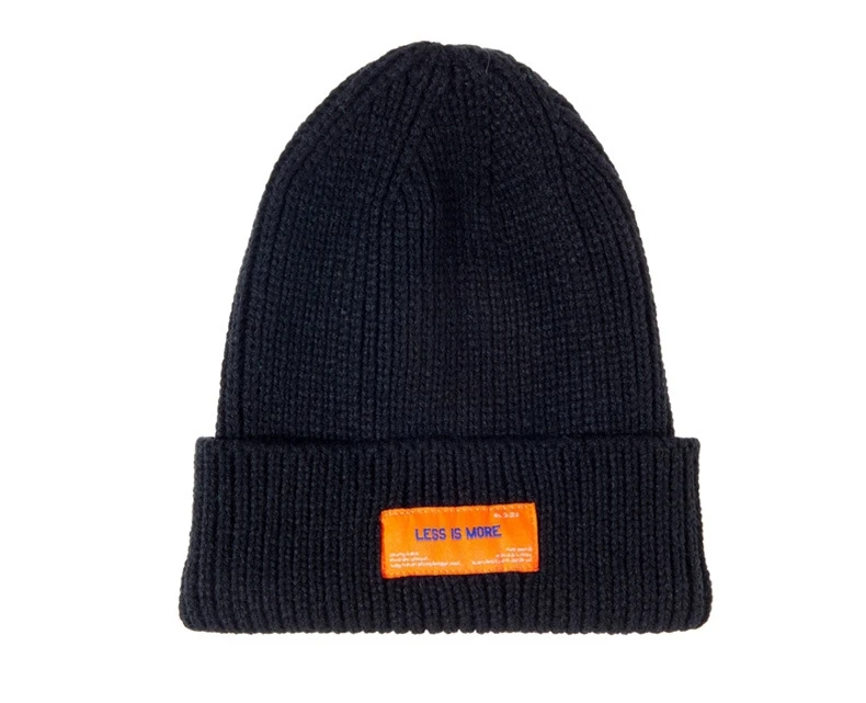 Черный Меньше IS MORE Beanie Теплые Зимние шапки для мужчин и женщин, шапки, аксессуары для женщин, мальчиков и девочек, Skullies, забавные вязаные Beenie шапки Skullcap - Цвет: Черный