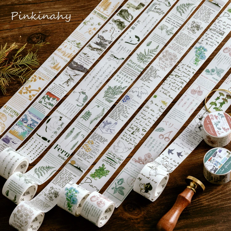 Винтажная Коллекция папоротников Bullet Journal васи клейкая лента DIY Скрапбукинг наклейка этикетка японская клейкая лента