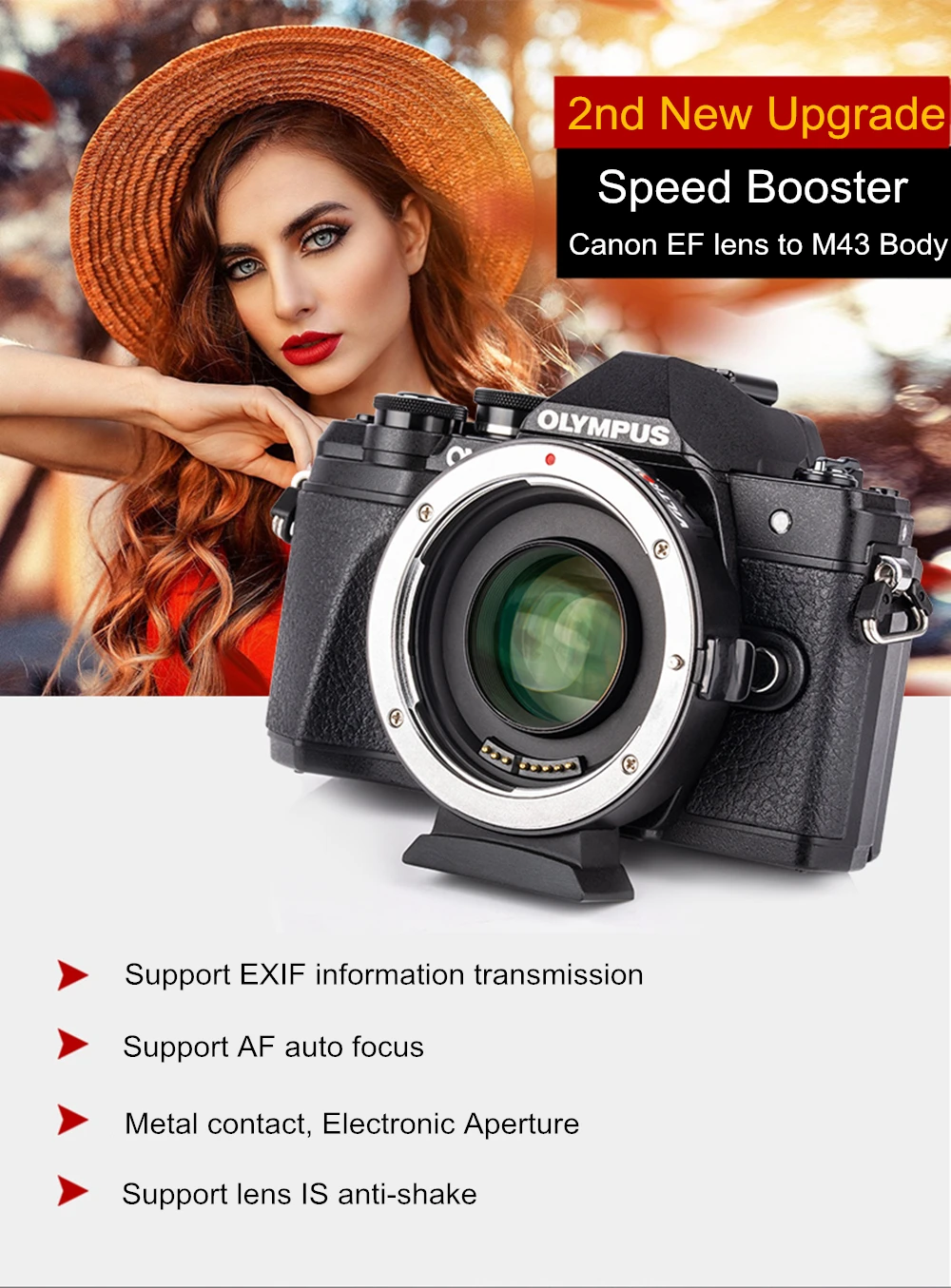 Адаптер для объектива камеры Viltrox EF-M2 II для объектива Canon EF для камеры Panasonic Olympus M43 s 0.71x адаптер с автофокусом для GH4 GH5 GF6