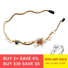 DAIMI ободок для волос для взрослых с прессованным натуральным пресноводным жемчугом, украшения для волос