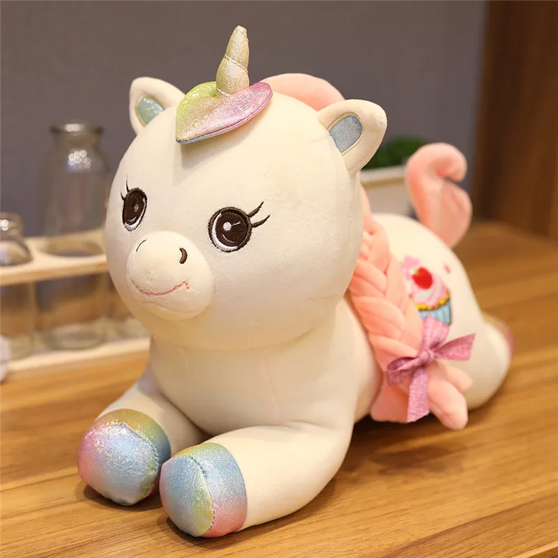 40-60 см цветок коса милые Kawaii Единорог Плюшевые игрушки Мягкая Подушка куклы милые животные лошадь дети девочки подарок - Цвет: Белый