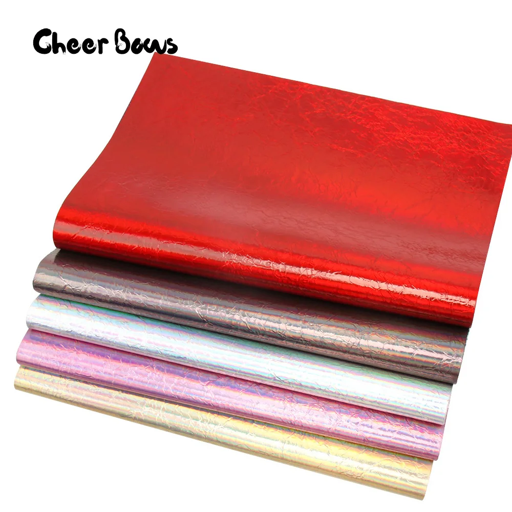 

5pcs/set Metal Synthetic Leather Sheets Rainbow Burst Crack Faux Leather DIY Hair Accessories Garment Decorative Materials