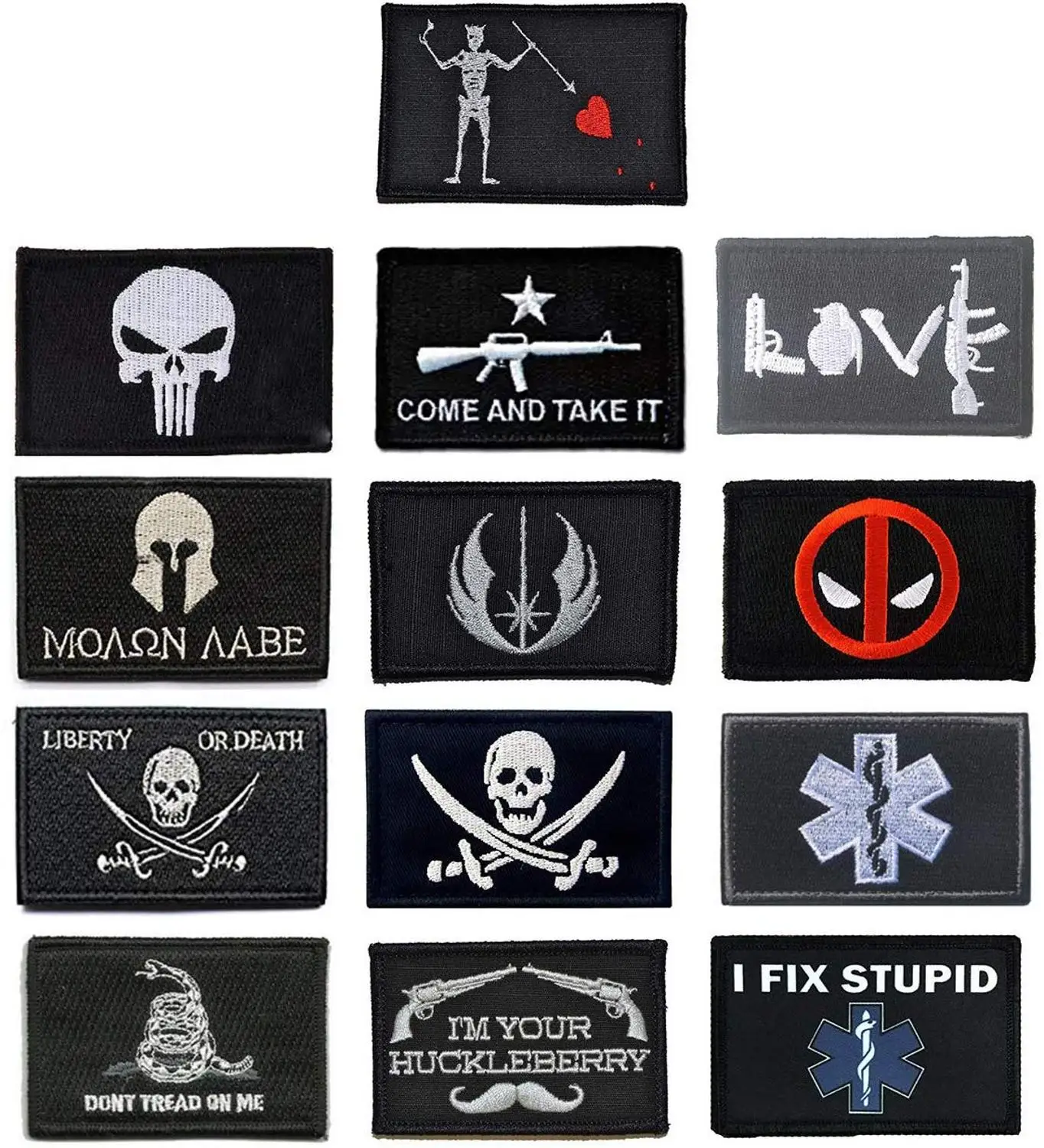

Punisher Dont Tread On Me Black Pirate EMT Medical Tactical Morale Badge Patch Full Embroidery Military Patches Set for Caps Ect