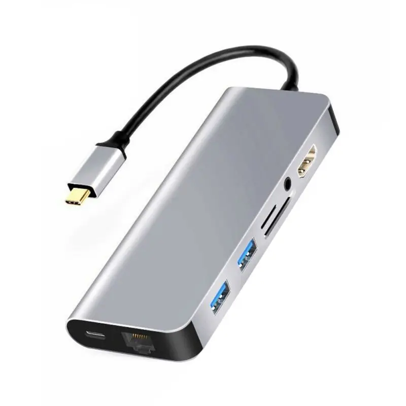 Адаптер USB-C к HDMI тип-c USB3.0 4K VGA RJ45 док-станция считыватель карт для ноутбука телефона жесткие диски