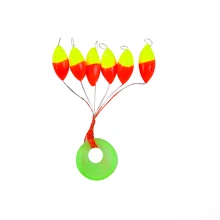 60pcs (10packs)  Fishing Float 6 In 1 Seven-star Float Mixed Color Oval Bean Fishing Line Stopper Buoys Tackle Accessories Large