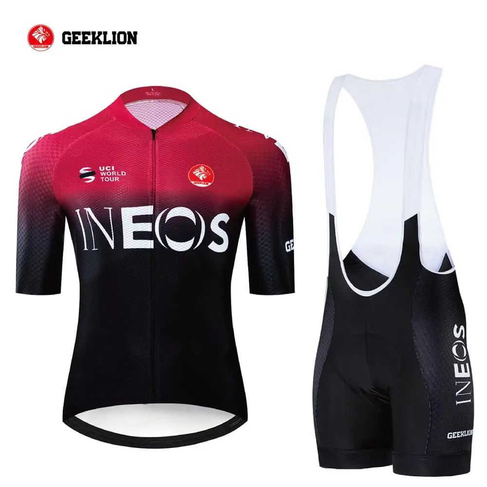 Geeklion Pro Cycling Jersey Bib Short Set Laser Cut INEOS Team Tour Bike Wear Anti-High Presure Breathable Sponge Pad Pants | Спорт и