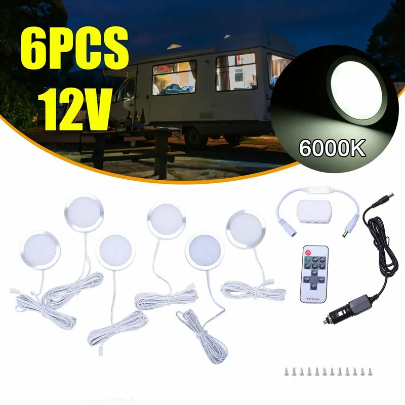 6PCS 12V 2.5W Interior LED Spot Lights 6000K For Camper Van Caravan Motorhome rv lamp