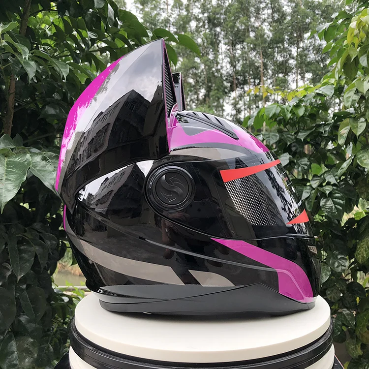 NITRINOS Motorcycle Helmet Women Moto Helmet Cat Ear Helmet Personality Full Face Motor Helmet