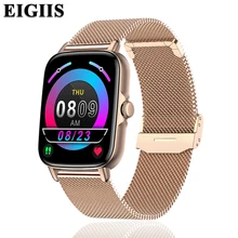Eigiis feminino relógio inteligente tela de toque completa freqüência cardíaca ip67 à prova dip67 água oxigênio no sangue 12 day vida da bateria relógio inteligente para andriod