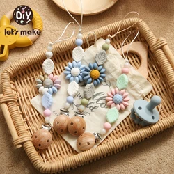 Let's Make Handmade Friendly Silicone Pacifier Chain Sun Flower Teether Toys Safe Teething Chain Holder Chewbeads Pacifier Chain