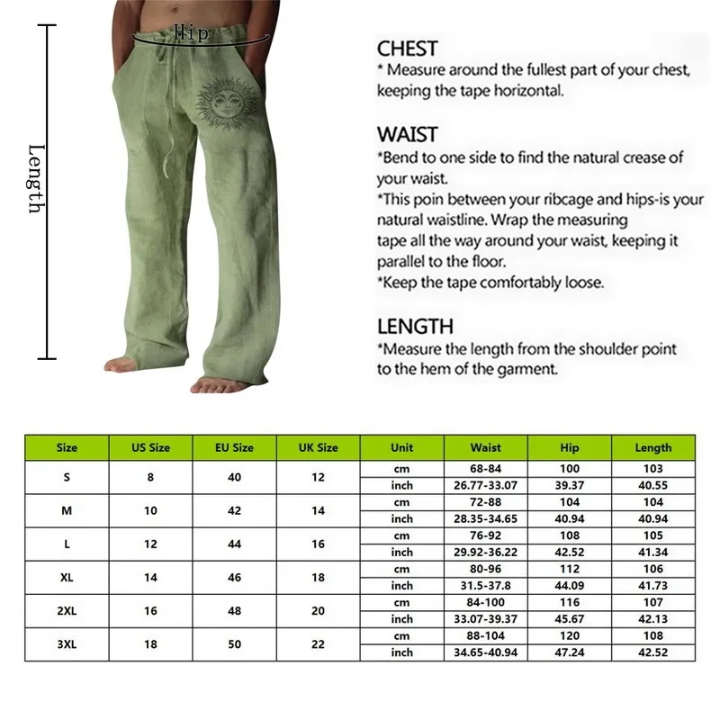 Men's Casual Linen Sweatpants With Drawstring And Pockets_voghion.com