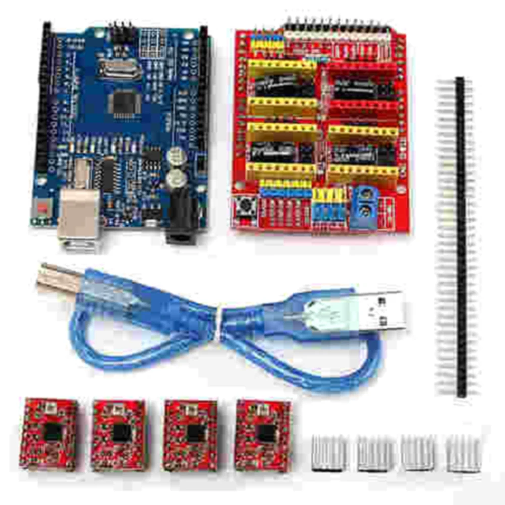 Stepper Motor Driver 4-Axis Support With Heatsink CNC Engrave Expansion Board Replacement R3 Printers Parts Set for Arduino | Компьютеры и