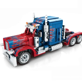 

MOC Back Force Movie Peterbilt 389 Optimus Prime Super Race Car Parts Champion Building Blocks Sets Kits Bricks Toy Compatible