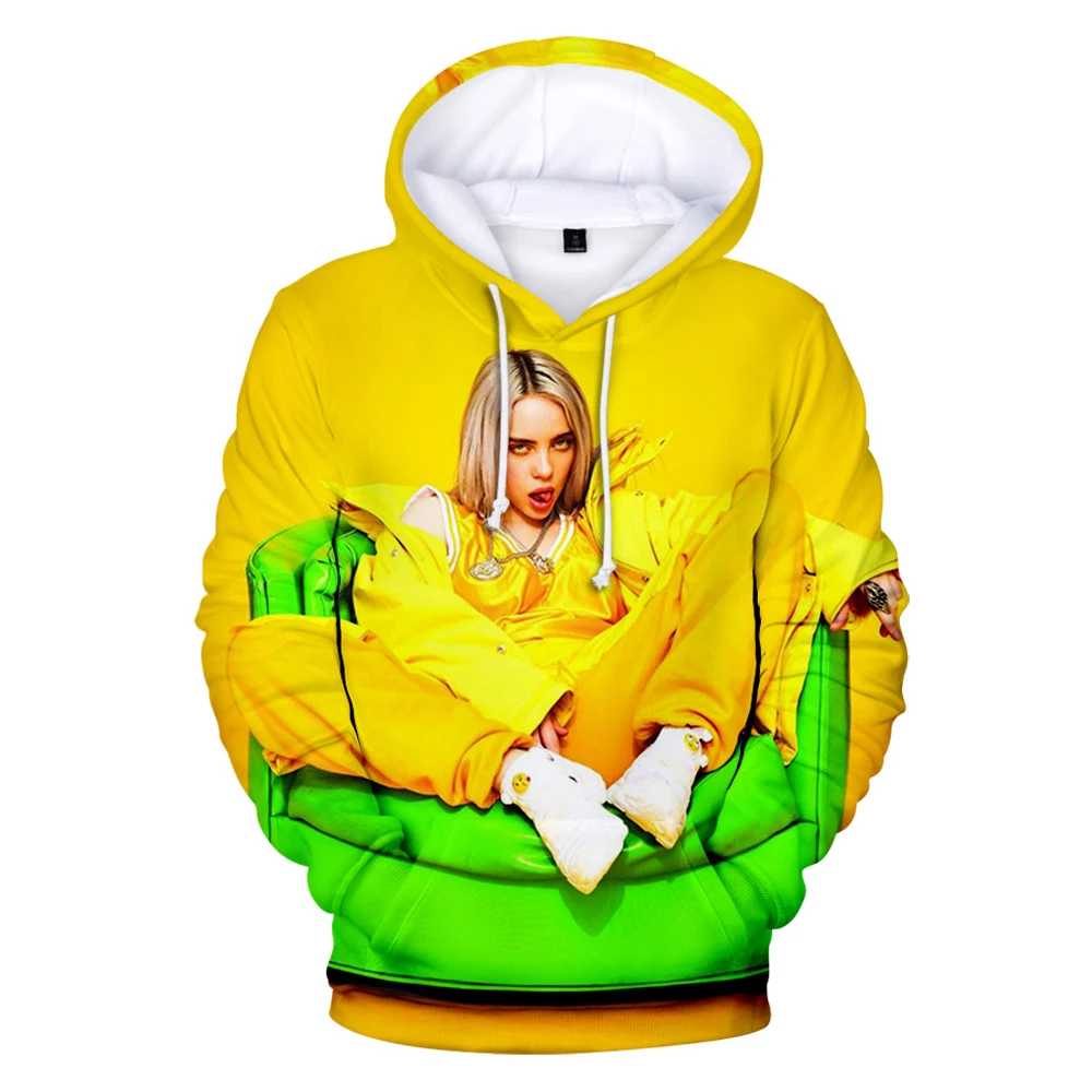 Billie Eilish/Новинка; толстовка с 3D рисунком для мужчин и женщин; Модный пуловер; детская повседневная черная толстовка с 3D принтом для мальчиков и девочек