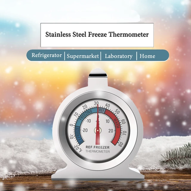 Thermomètre congélateur en acier inoxydable, grand support à