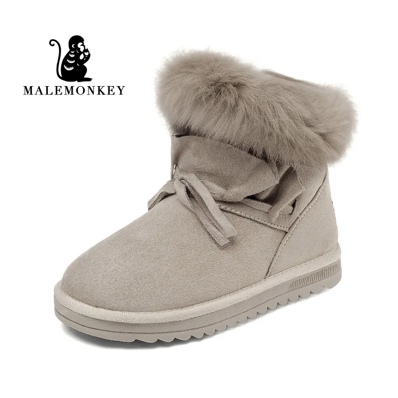 

Women Boots Flock Brand Winter Shoes Keep Warm Black Round Toe Casual Female Snow Boots Non-slip and Wearproof 2019 New Arrival