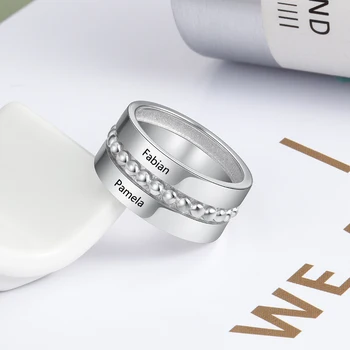 

Personalized Custom Engraved Name Rings For Couples Promise Rings Wide Engagement Wedding Bands Anniversary Gift For Women Men