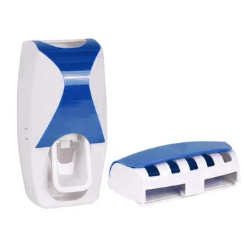 

Bathroom Automatic Toothpaste Dispenser+5 Toothbrush Holder Set Wall Mount Stand