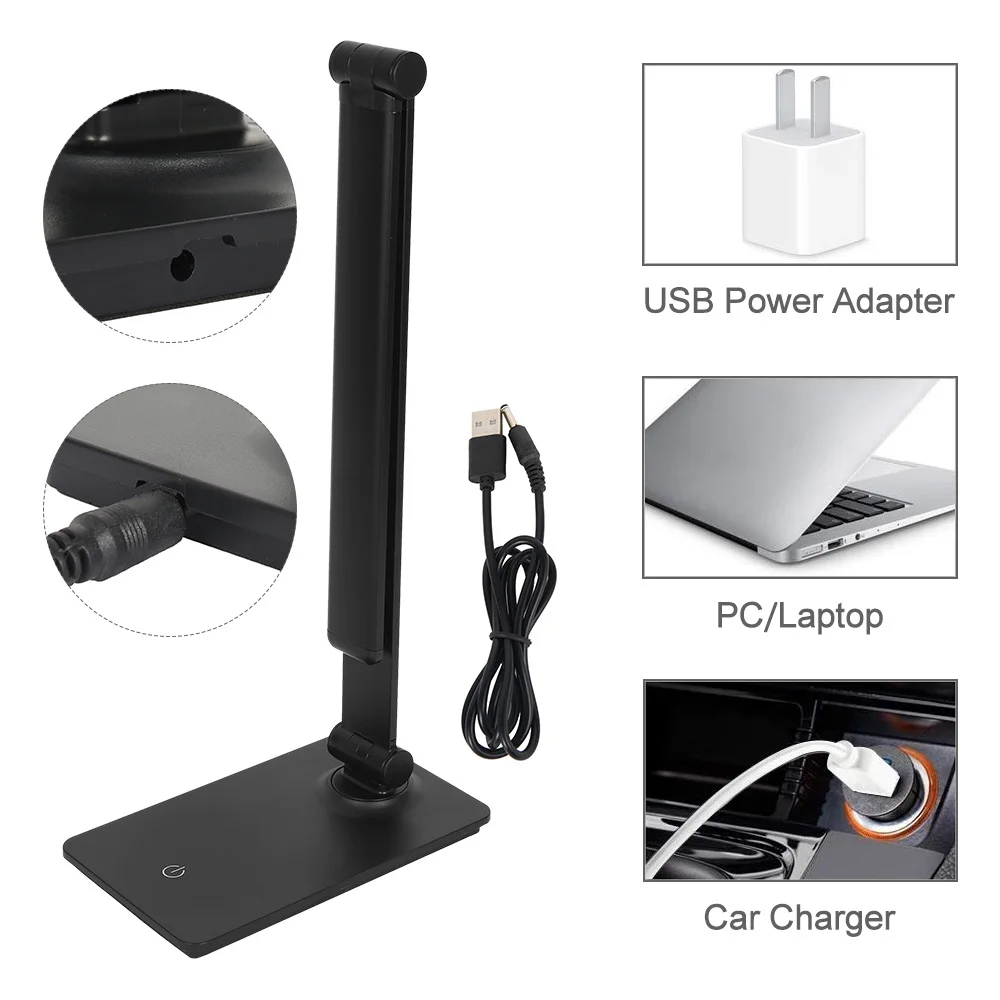  Dimmable Desk Reading Light Foldable Rotatable Touch Switch Eye Protect LED Table Lamp DC5V USB Cha