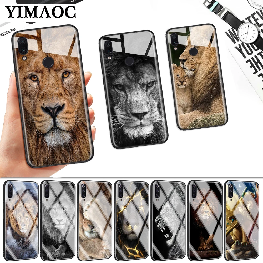 

Lion Alpha Male Cub Glass Case for Xiaomi 8 Lite 9 A1 A2 5X 6X F1 Redmi 4X 6A Note 5 6 7 Pro