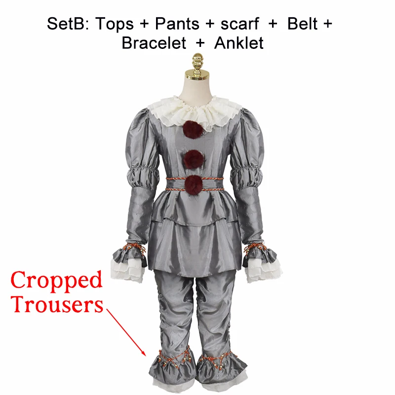thumbnail image 1 of Disfraz de Cosplay de Pennywise del Joker aterrador, It Capítulo Dos 2 de Stephen King, máscara de payaso de terror, disfraz elegante para fiesta de Halloween para adultos, 1 of 5
