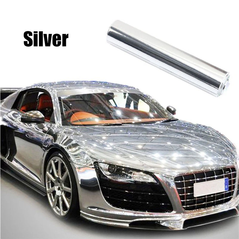 

Chrome Mirror Vinyl Wrap Car PVC Sticker Decal UV Protected Self-stick 8x60inch
