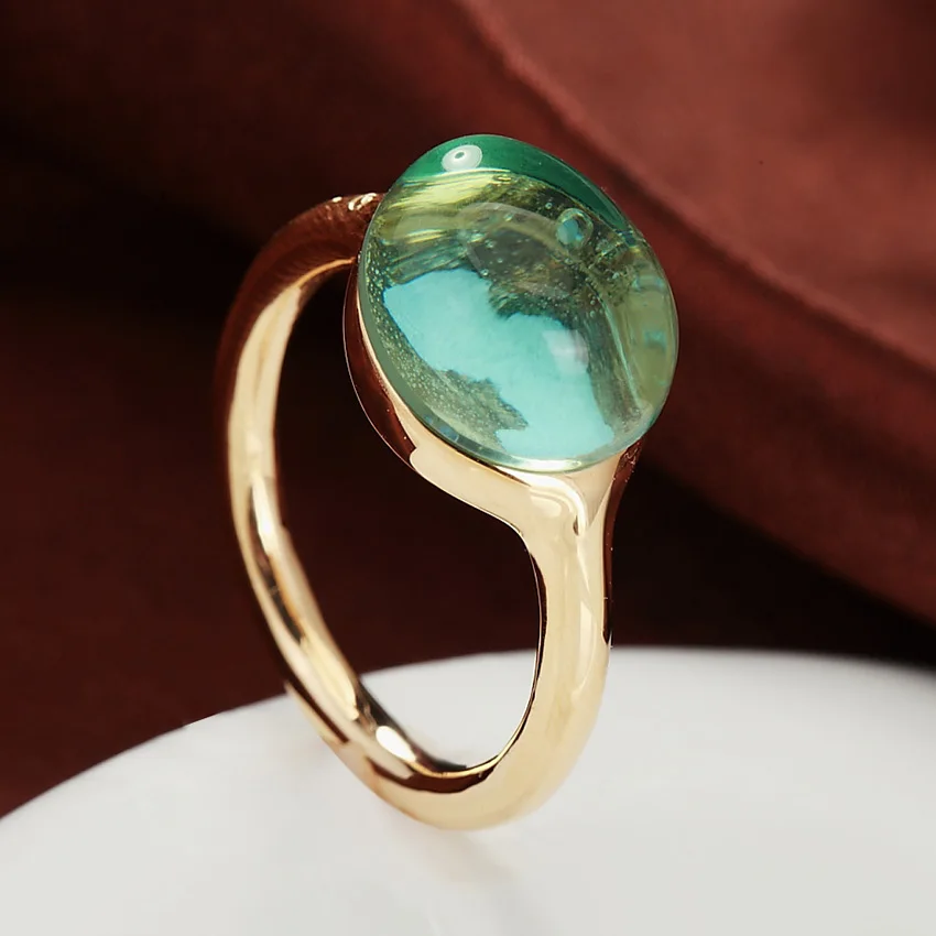 18k gold 01 Высококачественное модное Брендовое ювелирное изделие Золотое цветное кристаллическое кольцо для женщин ювелирное изделие Рождественский подарок - Цвет основного камня: 18k gold 01