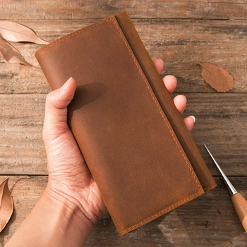 

Crazy horse leather long wallet men retro mobile phone clutch bag wallet card holder buckle male wallet art large capacity purse