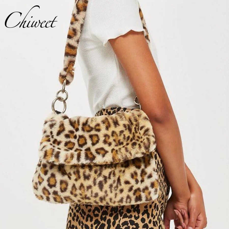 Womens Leopard Printed Faux Leather Tote Shopper Purse Shoulder Bag Handbag