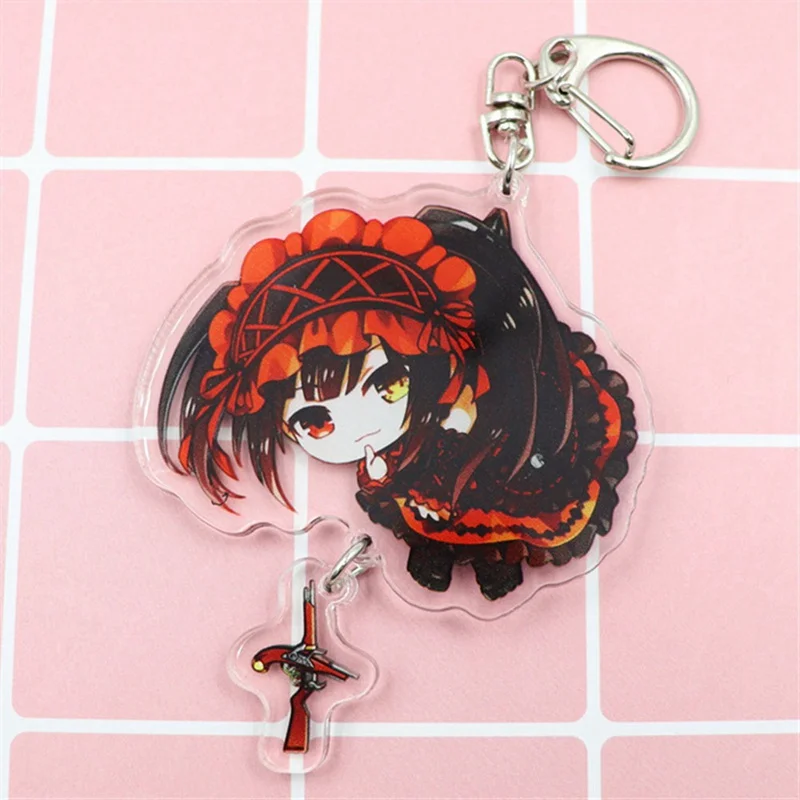 Anime Date A Live Tokisaki Kurumi Keychain Cosplay Acrylic Key Ring