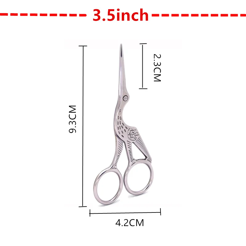 3," 4,5" кран вышивка крестиком ретро классический, винтажный, старинный, тонкая Вышивка Швейные портновские ножницы ручная работа DIY Бытовая ткань - Цвет: 3.5 inch Silver