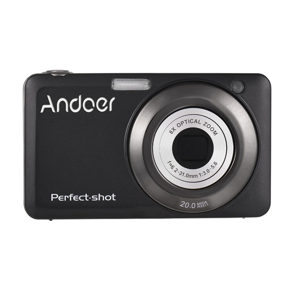 Andoer 20MP 720P HD Video Digital Camera Camcorder with 2pcs Batteries Anti-shake 2.7inch LCD Screen Kids Christmas Gift - Цвет: Черный