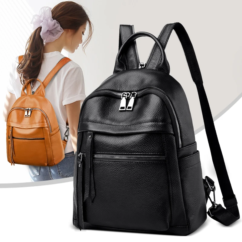 

YILIAN2020 new first layer leather ladies backpack fashion trend leather advanced sense travel large capacity backpack