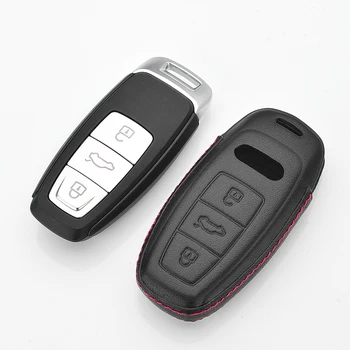 

4D Genuine Leather Key Cover Case Pocket For Audi A6 C8 A7 A8 Q8 2018 2019