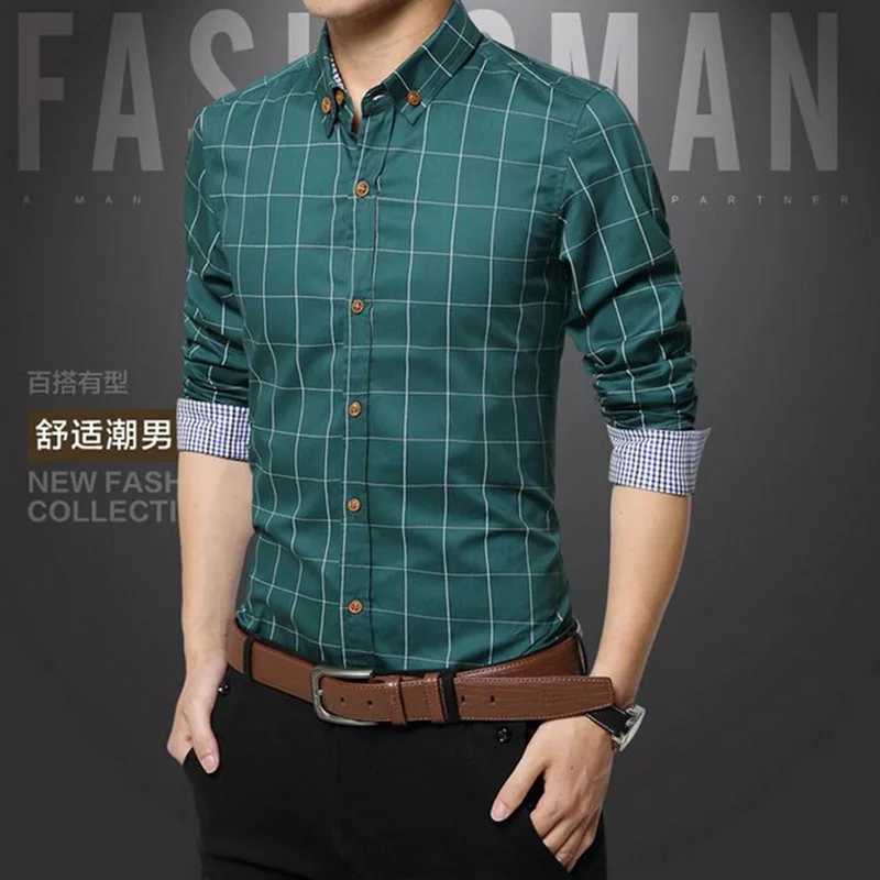 MJARTORIA Новая коллекция модных осенних свитеров Для мужчин одежда Slim Fit Для мужчин рубашка с длинными рукавами Для мужчин клетчатая хлопковая Повседневное Для мужчин рубашка социальных размера плюс