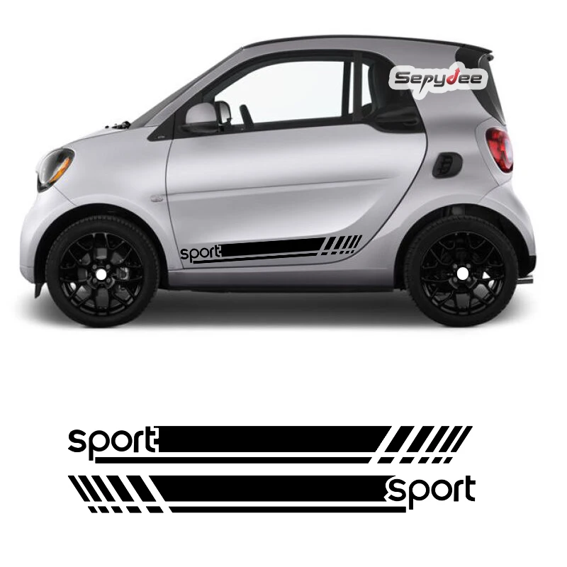 2Pcs Car Side Skirt Stickers Racing Sport Stripes Graphics Vinyl Film