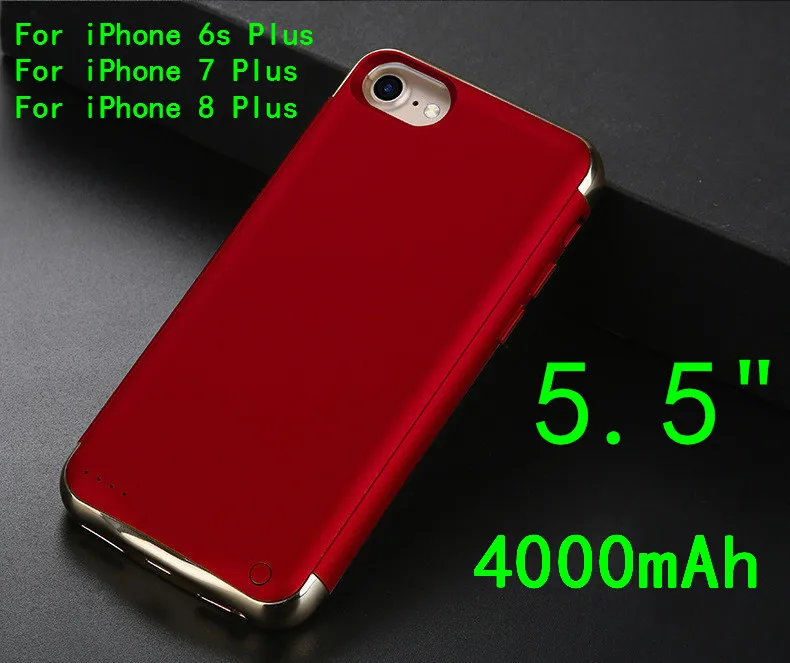 3500/4000mAh зарядное устройство чехол для iPhone 6 6S 7 8 Plus power Bank ультра тонкий внешний резервный аккумулятор покрытие матовая кожа Чехол - Цвет: 5.5inch-Red
