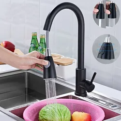 Kitchen Faucet Single Hole Pulls Out Of Spout Kitchen Sink Mixer Faucet Sprayer Head Brushed / Black Mixer Faucet