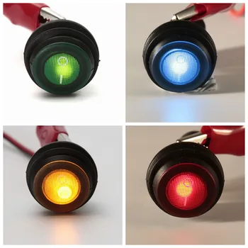 

6/10pcs 12V 24V Round LED Rocker Switch on/off Blue Red Green Yellow Waterproof Rocker Switches For Car Boat Marine