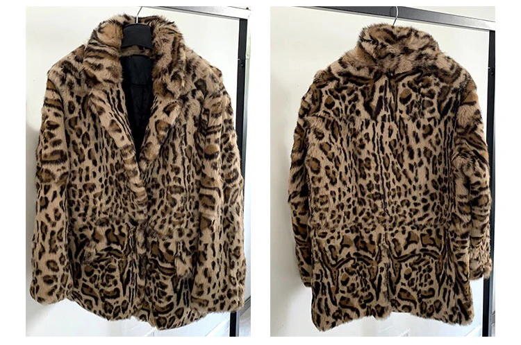 Женские топы и блузки, пальто из натурального меха, большие размеры, зимнее пальто, женский леопардовый принт, натуральная кроличья меховая кожаная куртка для женщин