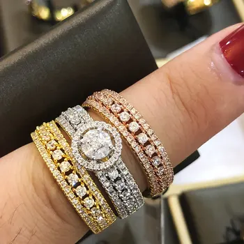 

GODKI Luxury 3 in 1 Stackable Wedding Rings for Women Bridal Engagement Wedding Jewelry Cubic Zirconia CZ Accessories Rings