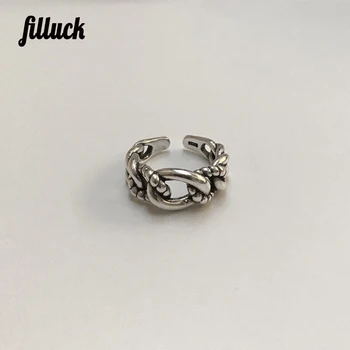 

Filluck charms 925 sterling silver ring simple braided twist all-match vintage rings silver wedding jewelery for women