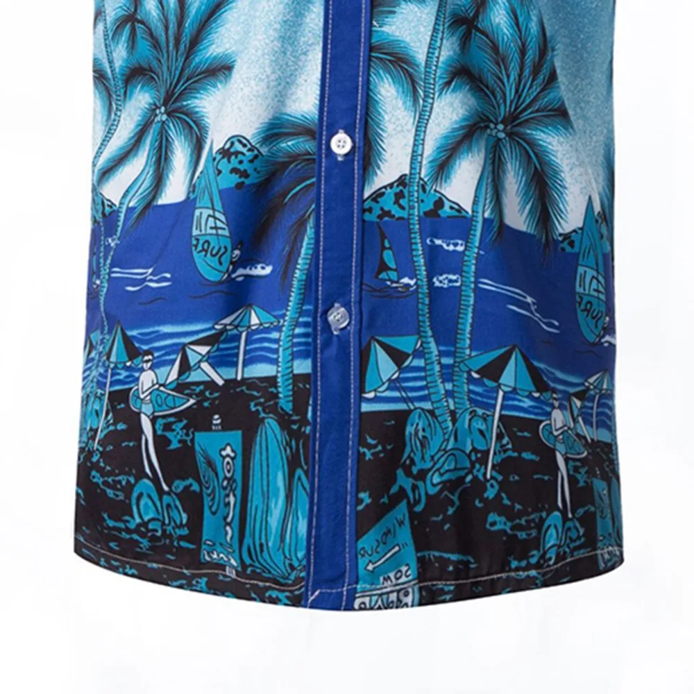 Новые летние мужские с коротким рукавом пляжный Гавайские рубашки хлопок повседневные Цветочные стандартные для рубашек плюс размер 3XL мужская одежда мода