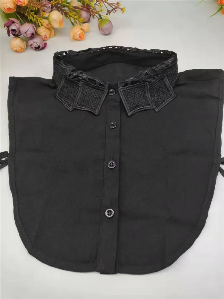 Women fake Collar Женский кардиган, пуговица, свитер, рубашка, Поддельный Воротник, вышивка, выдалбливают кружева, хлопок, ложный съемный воротник, шифоновая блузка, топы - Цвет: Women fake Collar
