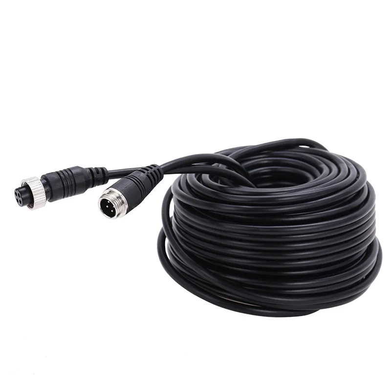 4-Pin Aviation Video Extension Cable 5M 15M for Truck Bus Monitor and Rear View Camera Connection