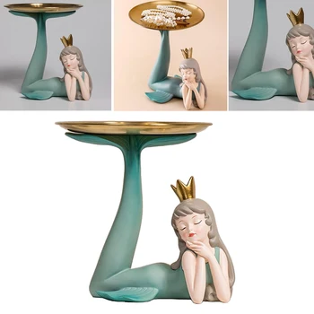 

Resin Mermaid Figurines Statue Home Decor Creative Gift Livingroom Ornament Furnishing Decoration Crafts Office Accessories Gift