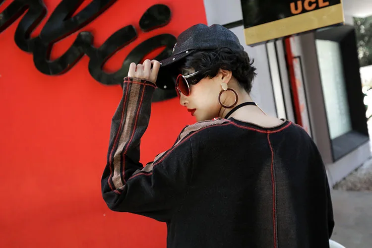 Max LuLu осенняя одежда модные корейские Топы Футболки женские панк уличная женская джинсовая Футболка с принтом Винтажные Футболки с длинным рукавом