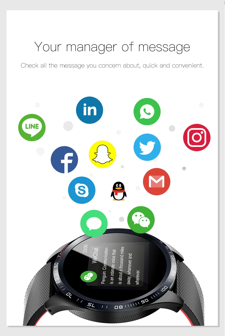 Smart watch sport waterproof for Iphone Social Media